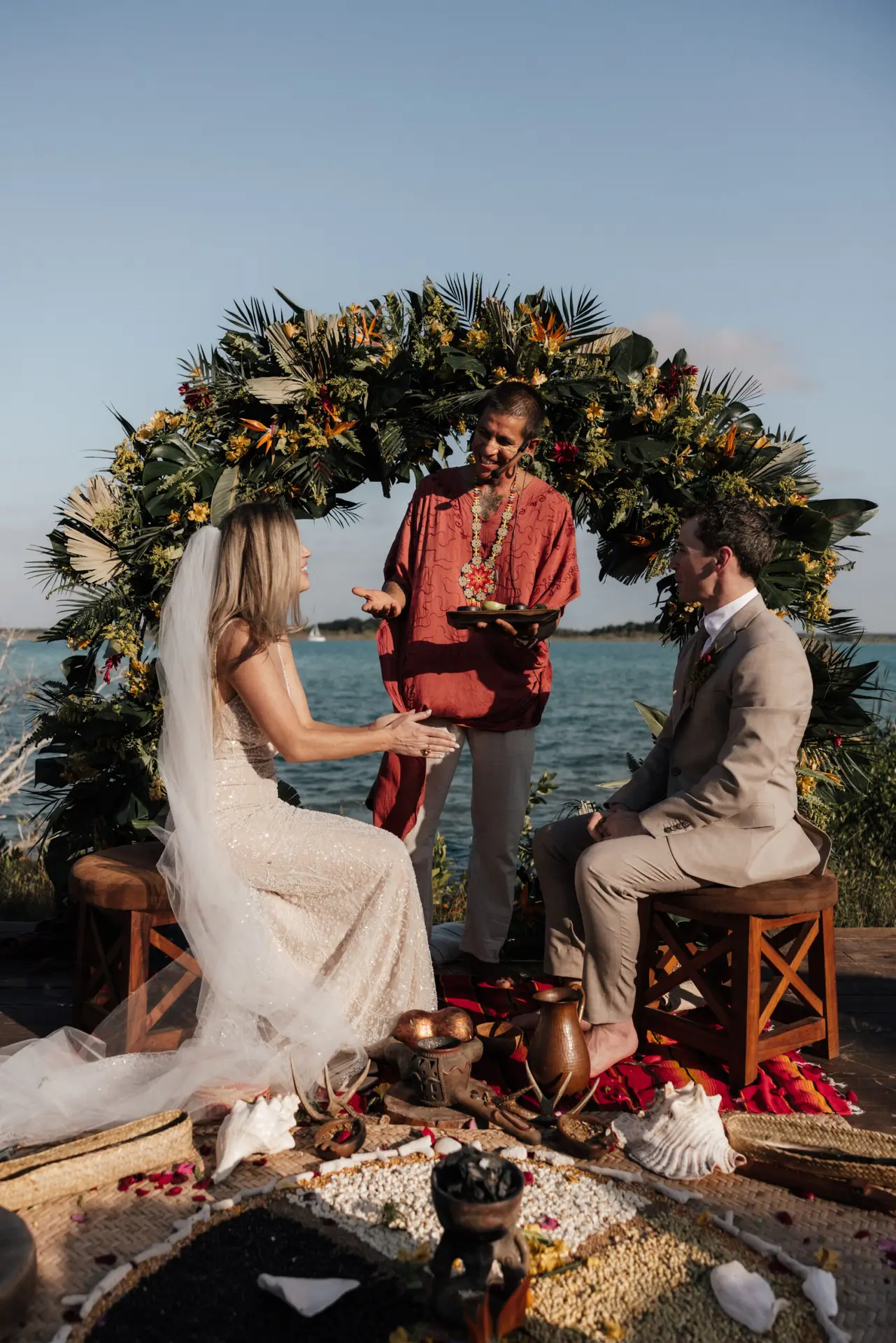 DIANE & BRANDON at HABITAS BACALAR with the lagoon behind photo taken by Ximena Zermeño Global Luxury Destination Wedding Photographer, ximenazermeno.com